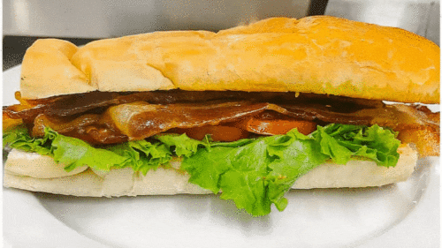 BLT Sub with bacon, lettuce, tomato on a homemade roll