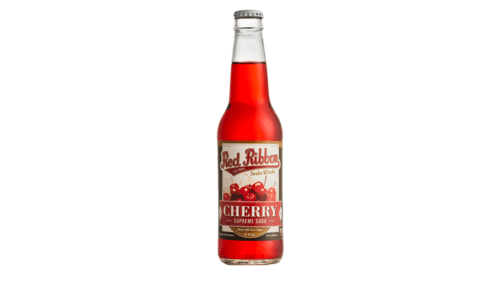Red Ribbon Cherry Soda in glass botle
