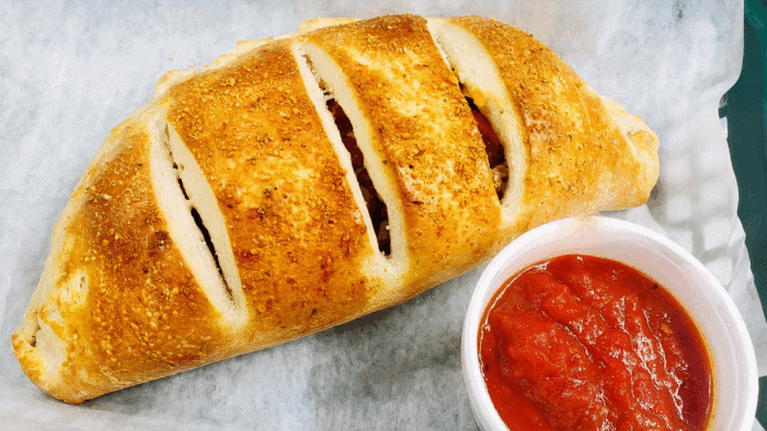 Stromboli with a side of sauce
