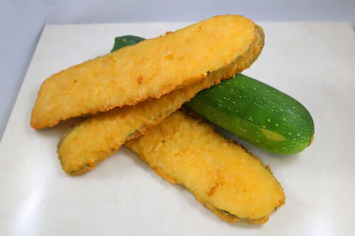 Breaded zucchini planks on a plate